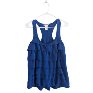 Women's Gracie Blue Ruffled Racerback Tank Top Size S